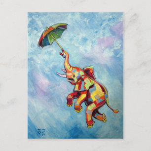 Cartão Postal Elefante Umbrella