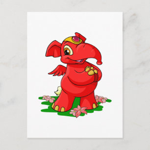 Cartão Postal Elefante vermelho alegre em Shenkuu