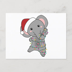 Cartão Postal Elefantes de Natal - Neve de inverno Elefantes