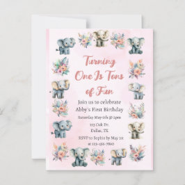 Cartão Postal Elefantes e Flores da Selva de Boho no Aniversário