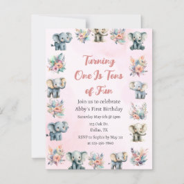 Cartão Postal Elefantes e Flores da Selva de Boho no Aniversário