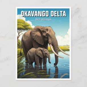 Cartão Postal Elefantes no Delta do Okavango