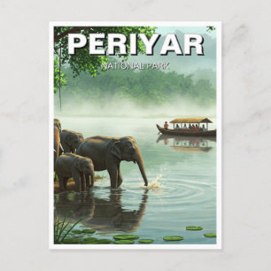 Cartão Postal Elefantes no Periyar National Park India Viagem