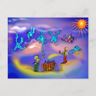 Cartão Postal Elefantes voadores