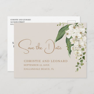 Cartão Postal Elegance White Orchid Salvar a Data