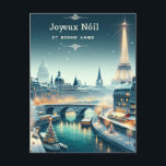 Cartão Postal Elegância de inverno parisiense<br><div class="desc">Entra numa terra maravilhosa de inverno parisiense com o nosso cartão de Natal "Elegância de inverno Parisiense". Esta bela carta captura o romance e o encanto de Paris durante a estação festiva. Desde as luzes cintilantes ao longo do Sena até a majestosa Torre Eiffel brilhando com alegria de férias, cada...</div>