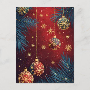 Cartão Postal 🎄 Elegância de Ornamento Festivo Brilho ❄️ Natal