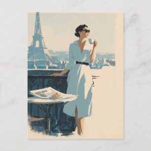 Cartão Postal Elegância do Café da Manhã em Paris