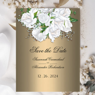 Cartão Postal Elegância do ouro e data de salvamento do Buquê Br
