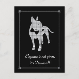 Cartão Postal Elegância Inglesa Bull Terrier Black tie art pet
