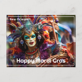 Cartão Postal 💚 💜 Elegância Jeweled: Esplendor de Mardi Gras