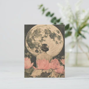 Cartão Postal Elegância Lua - Visão Traseira da Mulher com Lua