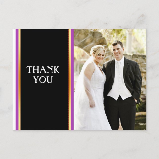 Cartão Postal Elegância Simples Preta, Roxa e Dourada (Frente)