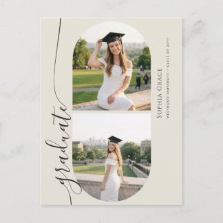 Cartão Postal Elegant Arch Photo Collage Graduation Invitation