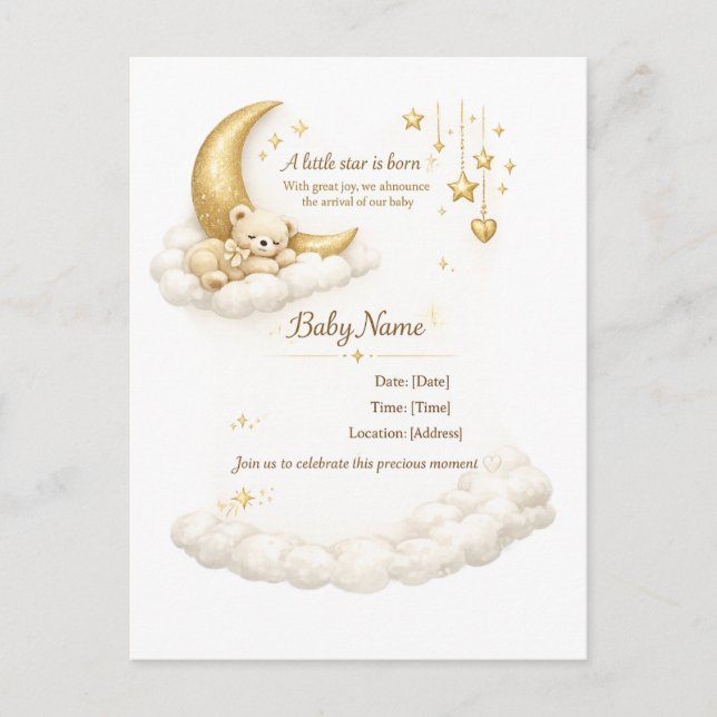 Cartão Postal Elegant Baby Shower Invitation (Frente)