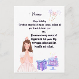 Cartão Postal Elegant Birthday Card for Her – Personalized Greet