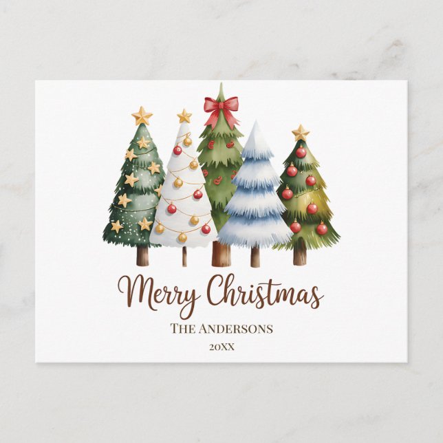 Cartão Postal Elegant Christmas Trees Holiday Season (Frente)