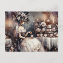 Cartão Postal Elegant Dark Moody Bridal Tea Party 