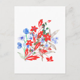 Cartão Postal Elegant Flower and Leaves Artwork | Minimal 