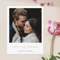Elegant Gold Typography Photo Wedding Thank You