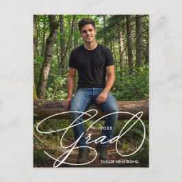 Cartão Postal Elegant Grad Script Photo Graduation