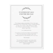 Elegant Laurel Leaf Wedding Information Postcard
