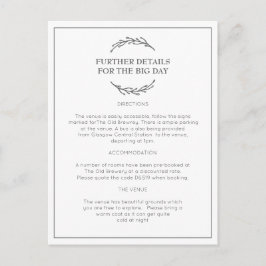 Cartão Postal Elegant Laurel Leaf Wedding Information Postcard