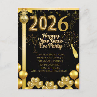 Cartão Postal Elegant New Year Eve Party Invitation Card