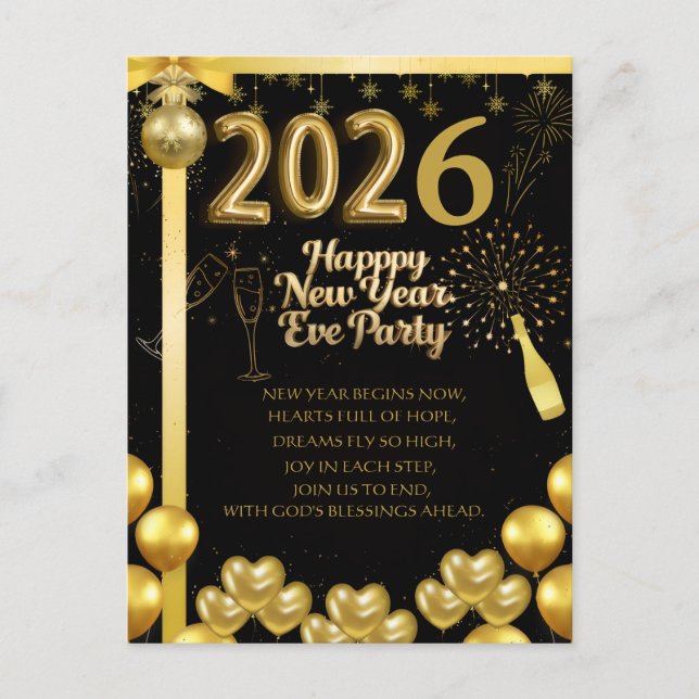 Cartão Postal Elegant New Year Eve Party Invitation Card (Frente)