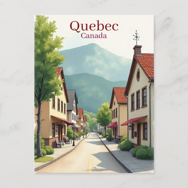 Cartão Postal Elegant Quebec Canada watercolor (Frente)