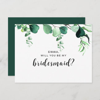 Cartão Postal Elegant Sage Green Eucalyptus Foliage Bridesmaid