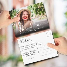 Cartão Postal Elegant Script Thank You Photo Graduation