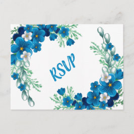 Cartão Postal Elegant Sky Blue Floral RSVP Card