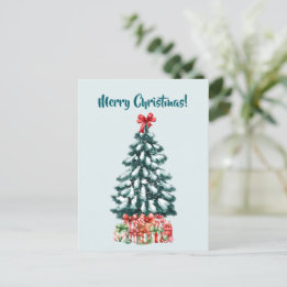 Cartão Postal Elegant Snowy Christmas Tree Postcard
