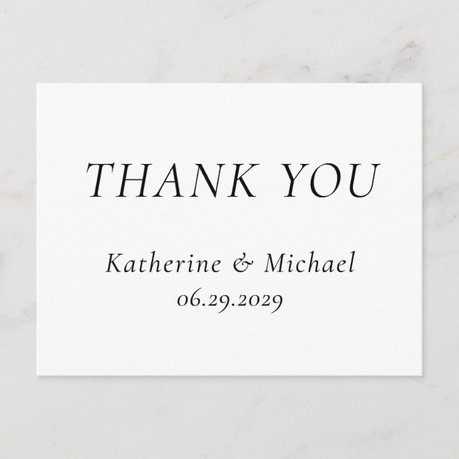 Cartão Postal Elegant Timeless White Wedding Thank You Postcards (Frente)