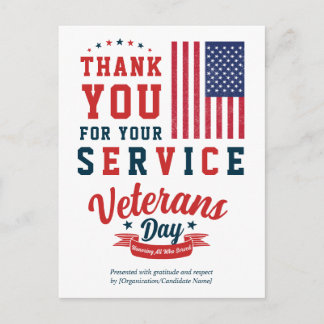 Cartão Postal Elegant Veterans Day Thank You
