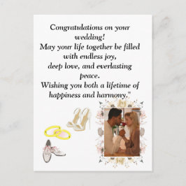 Cartão Postal Elegant Wedding Congratulations Card | Romantic Fl