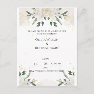 Cartão Postal Elegant Wedding Invitations – Timeless Love in Eve