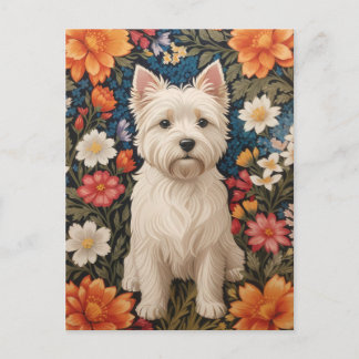 Cartão Postal Elegant West Highland Terrier Colorful Floral
