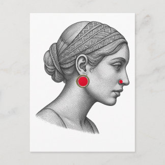 Cartão Postal Elegant Woman Portrait with Red Accents 