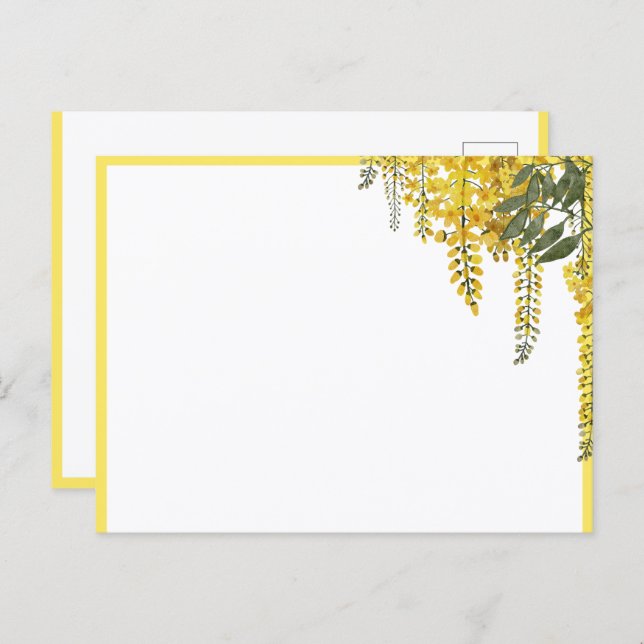 Cartão Postal Elegant Yellow Flowers Botanical Postcard (Frente/Verso)