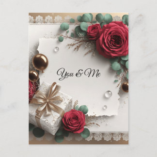 Cartão Postal Elegant “You & Me” Gold Cursive Flat Greeting Card