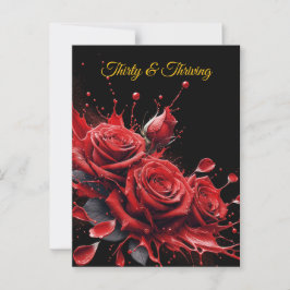 Cartão Postal Elegante 30º Aniversário - Rosas em Flor