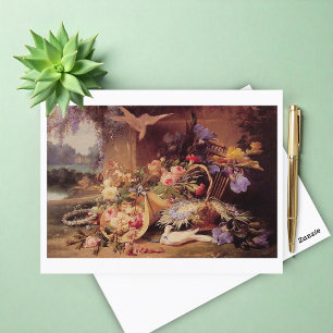 Cartão Postal Elegante "A Vida Estática com Flores" por Eugene