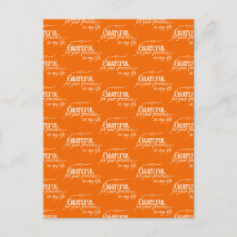 Cartão Postal Elegante Ação de Graças Outono Laranja Grato