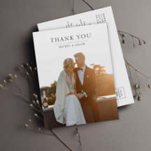 Elegante Agradecimento de Casamento com Foto Moder
