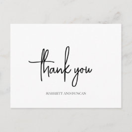 Cartão Postal Elegante Agradecimento de Casamento Preto e Branco