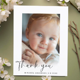 Cartão Postal Elegante Agradecimento de Chuvada de Bebê com Foto