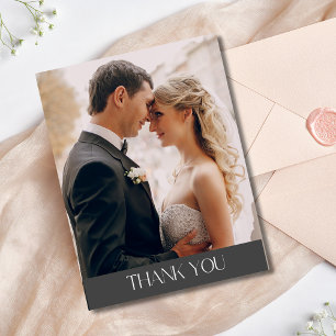 Cartão Postal Elegante Agradecimento de Foto de Casamento
