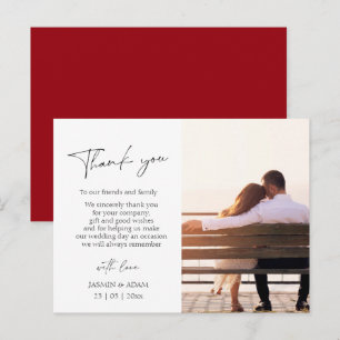 Cartão Postal Elegante Agradecimento de Foto de Casamento em Ver